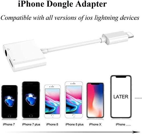 [Apple MFI Certified] מתאם אוזניות מטען לאייפון, 2 בברק 1 ברק ל -3.5 ממ ג'ק דונגל AUX AUX AUDIO ומטען מפצל תואם לאייפון 12/11/XS/XR/X/8/7/iPad/iPod